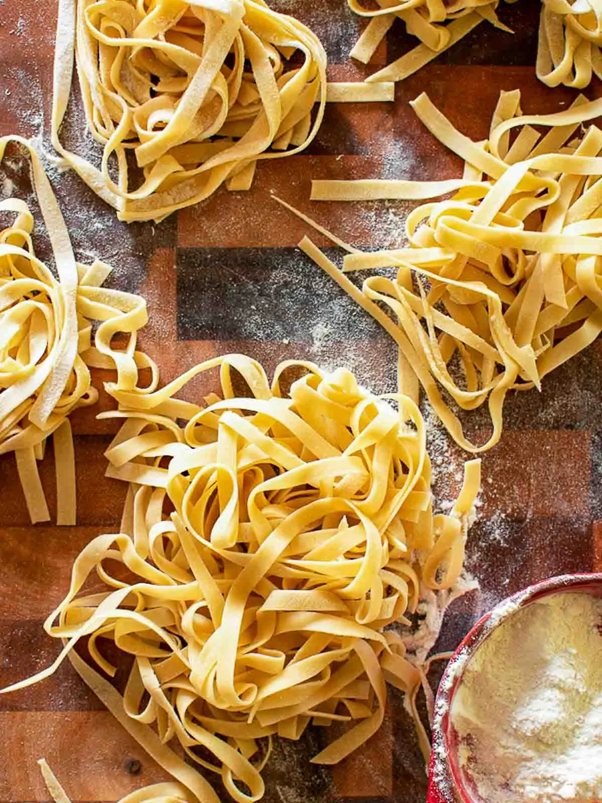 Fresh handmade tagliatelle pasta at Vee's Italian Bakery Virginia Beach